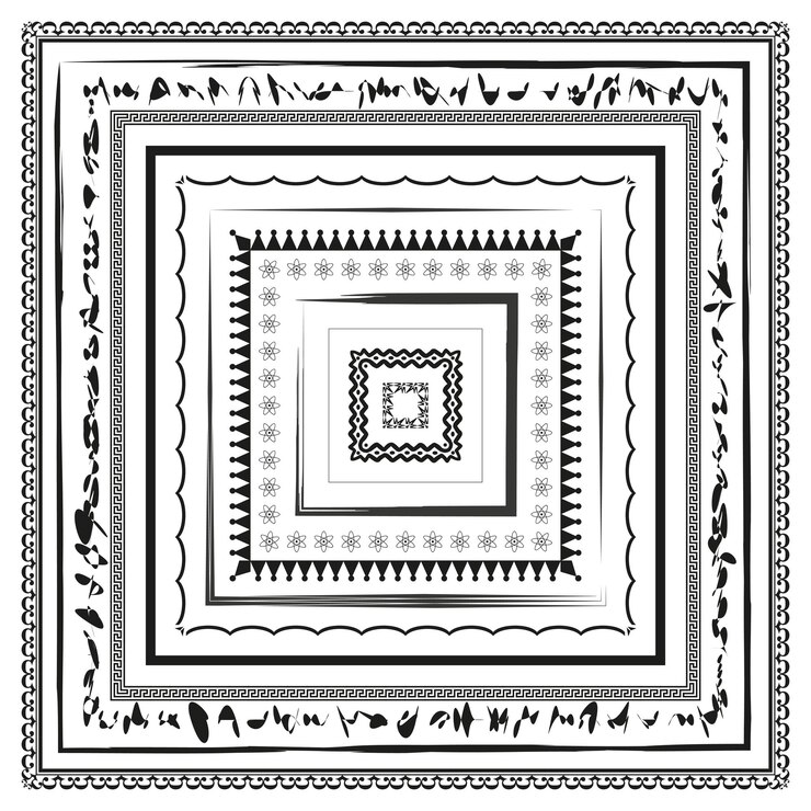 Vector square decorative frames artistic vector borders black and white abstract geometric designs