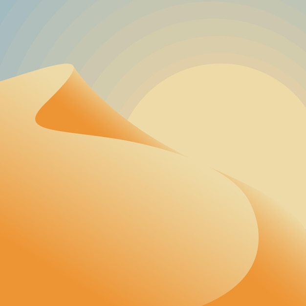 Square desert landscape gradient dunes and sunrise illustration