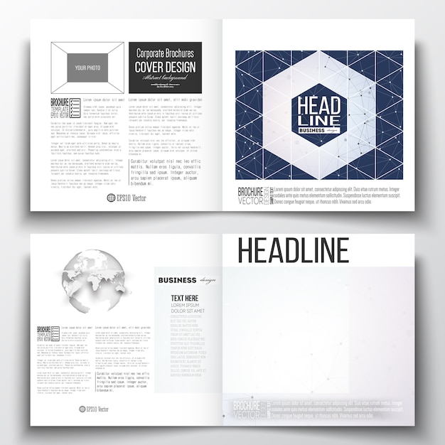 Square design bi fold brochure templates