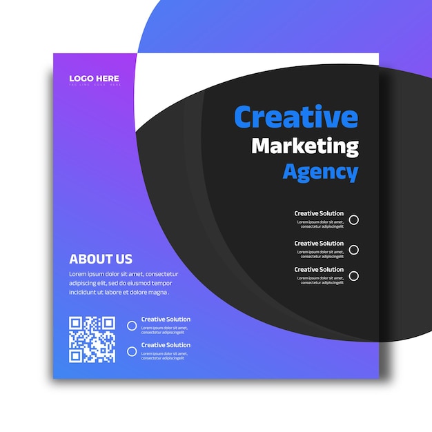 Square digital business creative marketing agency and web banner template