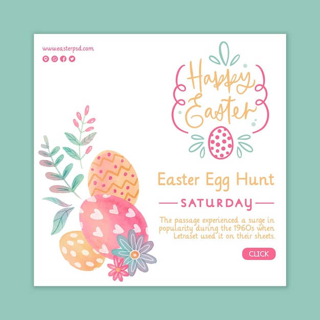 Square easter egg hunt flyer template