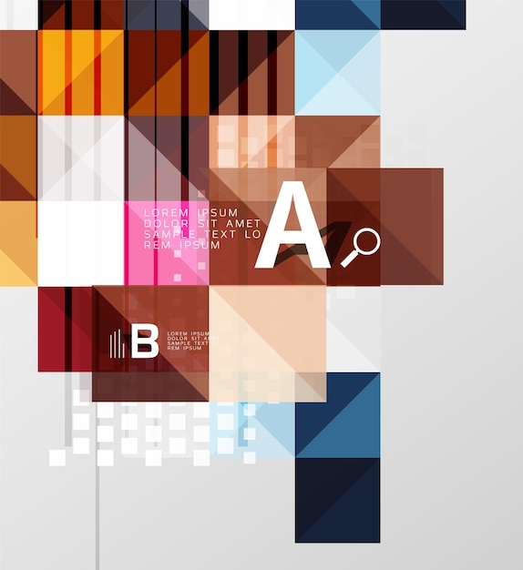 square elements with infographics and options vector template background for print workflow layout diagram number options or web design banner