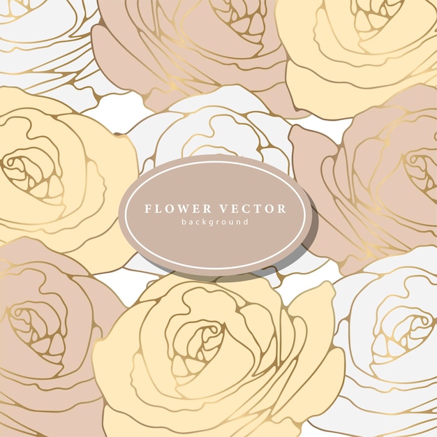Square floral background with delicate roses and golden outline Background for text postcards presentations invitations letters covers and wallpapers Floral frame with roses
