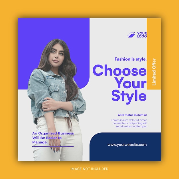 Square flyer fashion sale banner for social media post template