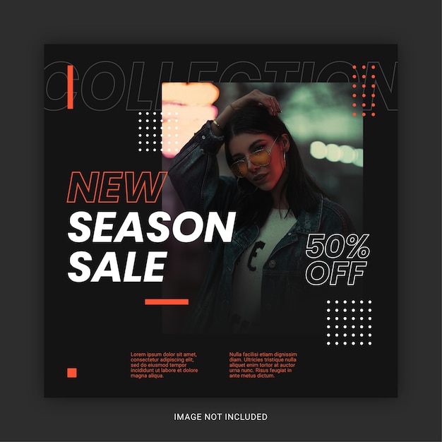 Square flyer fashion sale banner for social media post template