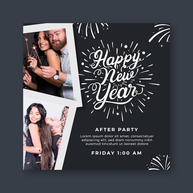 Vector square flyer template for new year's party