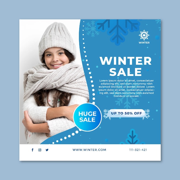 Square flyer template for winter sale