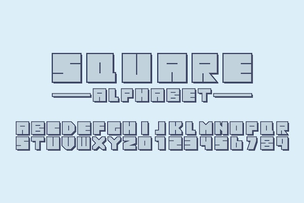 Square font alphabet AZ set in flat