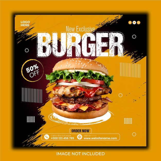 Square Food social media promotion Facebook and Instagram banner post design