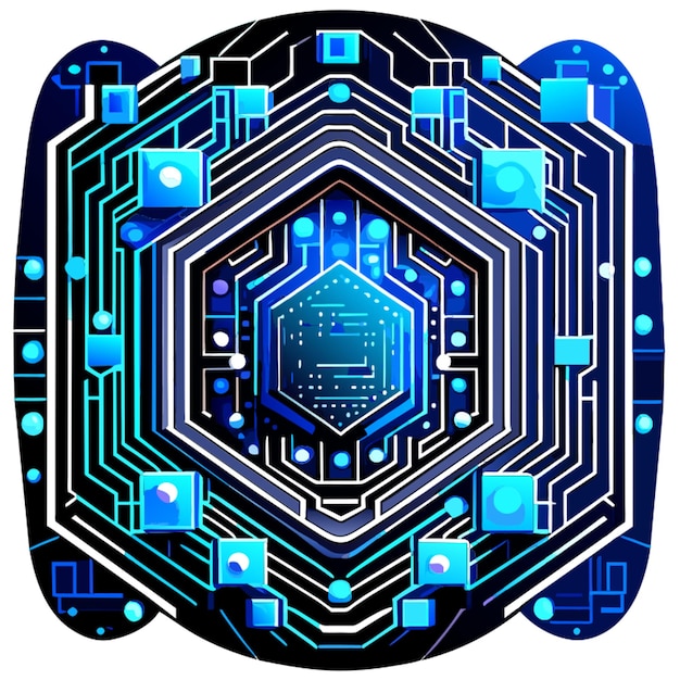 square frame blue circuit board cyber circuit digital circuit circuit qr bar vector illustration