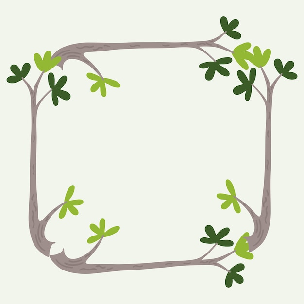 Vector square frame tree branches and leaves