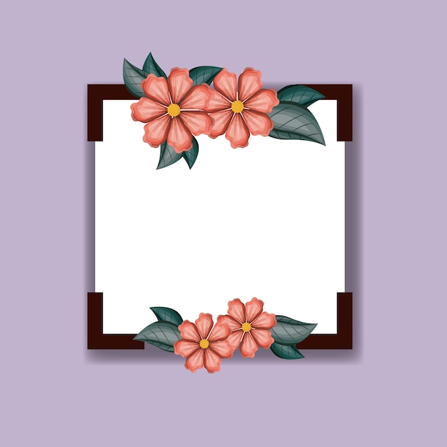 Vector square frame with beautiful flower decoration