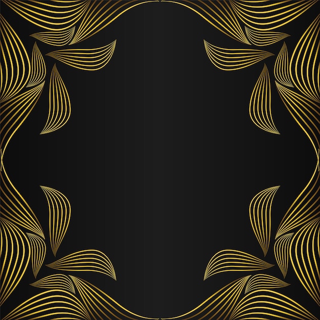 Vector square frame with beautiful gold floral decoration on black background design