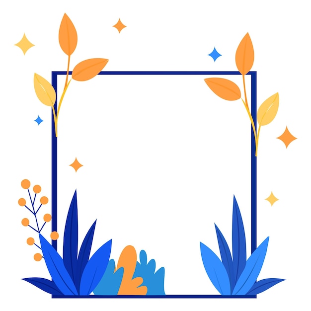 a square frame with colorful plants and leaves