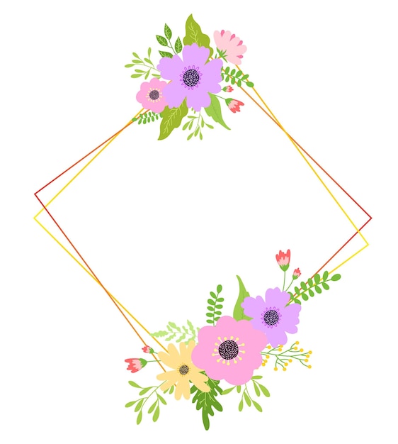 Square frame with floral bouquets