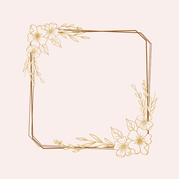 Vector a square frame with flowers on a pink background.