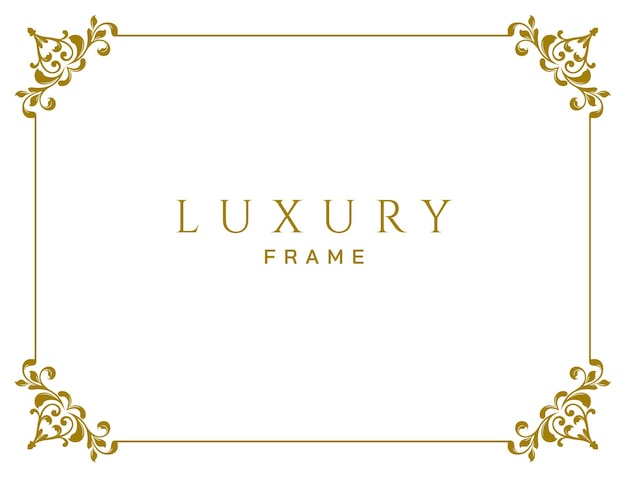 A square frame with a gold border and the word luxury on it.