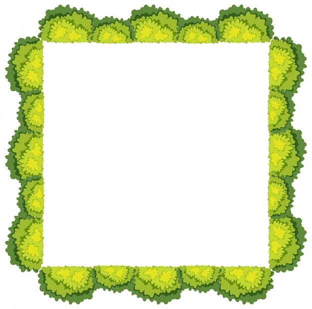 Vector square frame with green bush