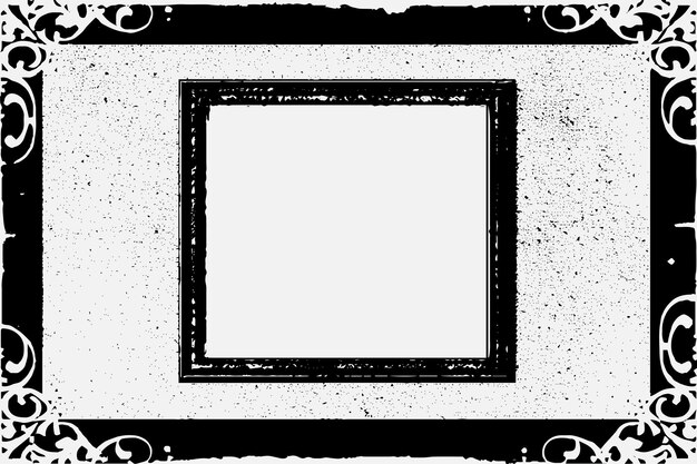 Square frame with grunge black ink ornament around the edges white background in vector eps format b