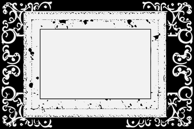 Square frame with Grunge black ink ornament around the edges white background in vector EPS format