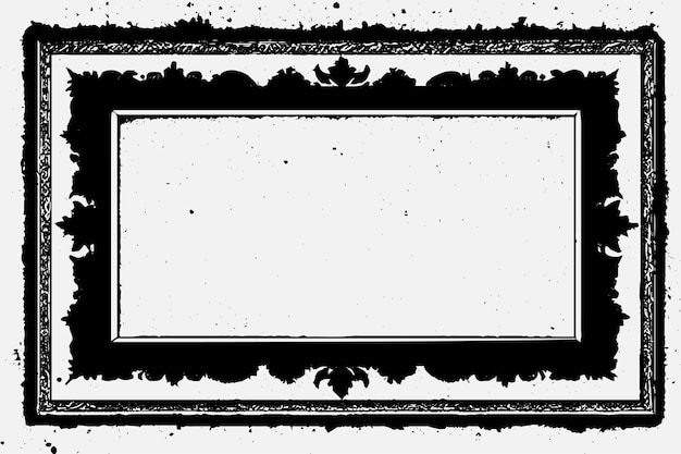 Квадратная рамка с гранжевым орнаментом из черных чернил по краям на белом фоне в векторном формате eps