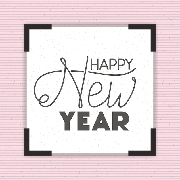 square frame with happy new year lettering