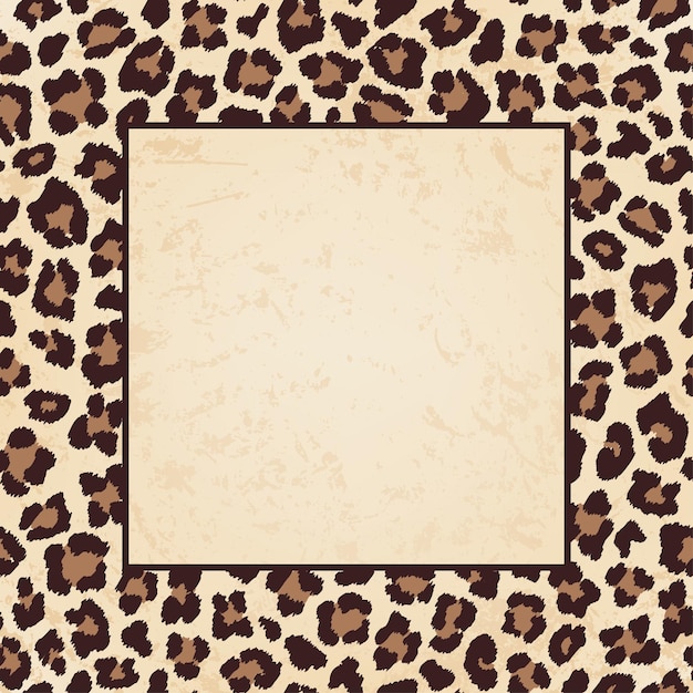 Vector square frame with leopard beige brown pattern vector illustration