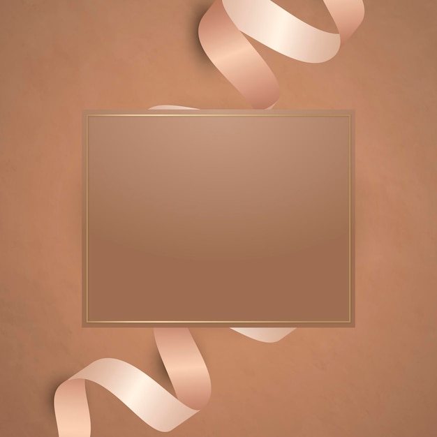 Vettore cornice quadrata con nastro in oro rosa vettoriale