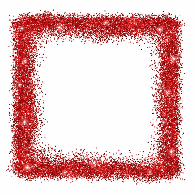 Square frame with red glowing glitter vector