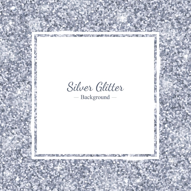 Vector square frame with silver glitter vector illustration