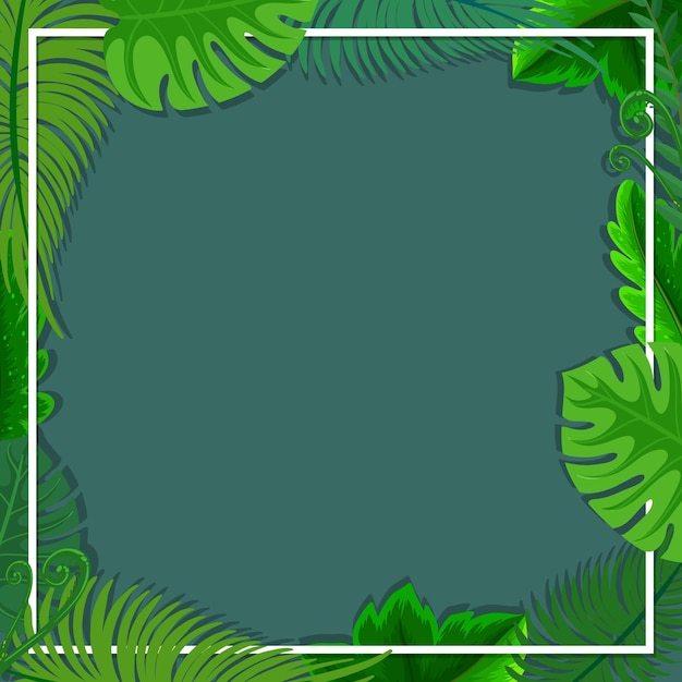 Square frame with tropical green leaves