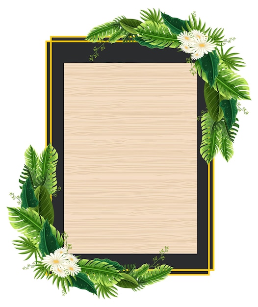 Vector square frame with tropical green leaves