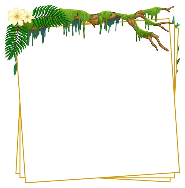 Вектор Квадратная рамка с тропическими зелеными листьями
