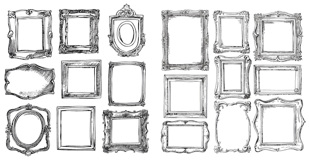 Vector square framing border ink decoration doodle