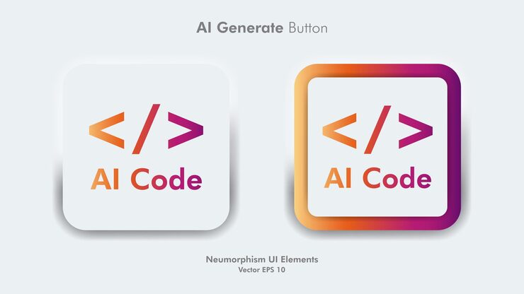 Vector square generative coding ai button user interface artificial intelligence ui ux design