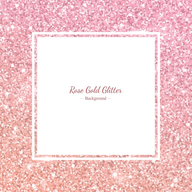 Square glitter frame with rose gold gradient. vector illustration