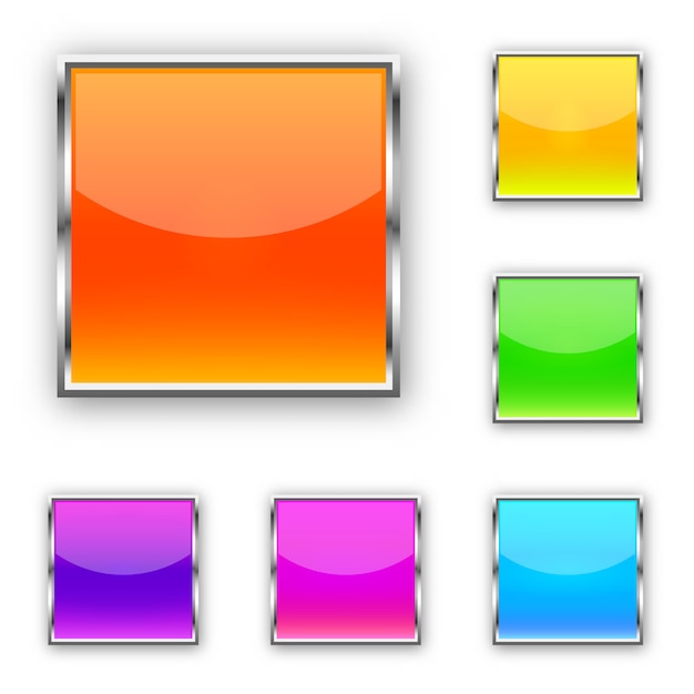 Vector square glossy buttons