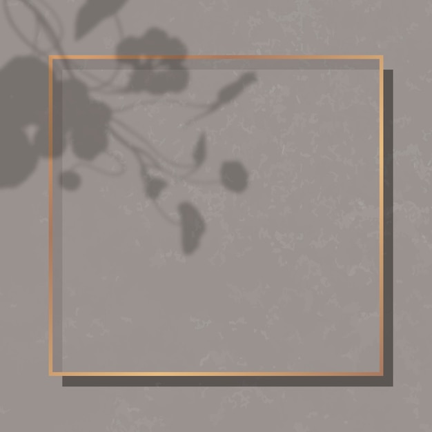 Vector square gold frame on leaf shadowed brown marble background vector