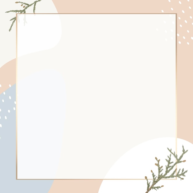 Square gold frame on minimal patterned background vector