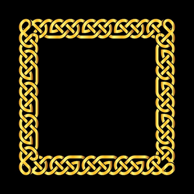 Vector square golden celtic knots vector frame