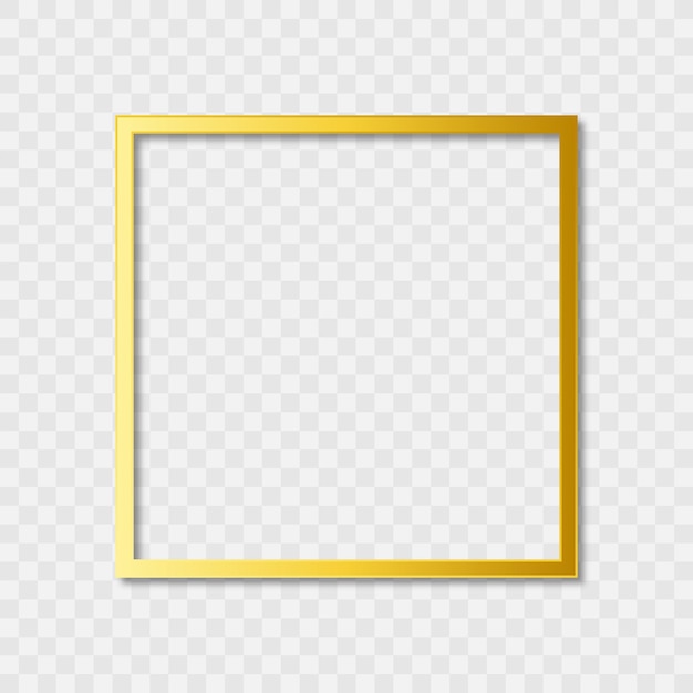 透明な背景の上の正方形の黄金のフレーム
