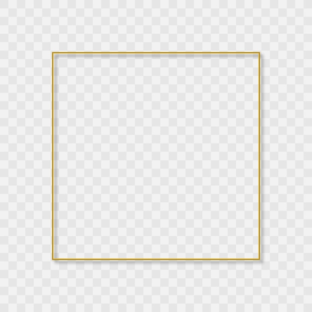 Vector square golden frame on transparent background