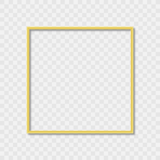 Square Golden Frame on transparent Background