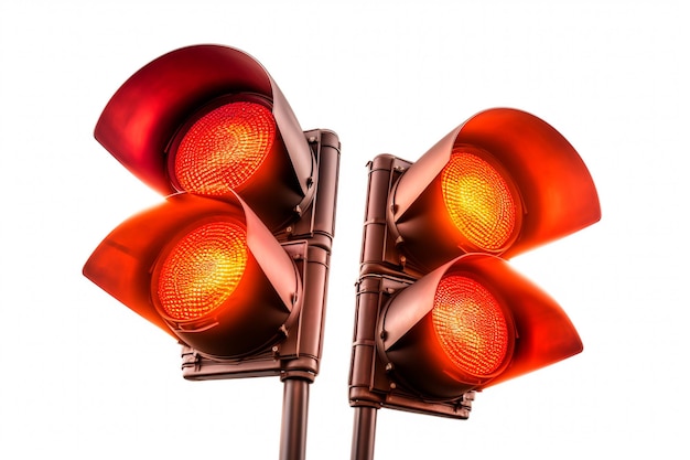 Vector square grade crossing signal with red light gate and crossbuck at railroad crossing traffic signal