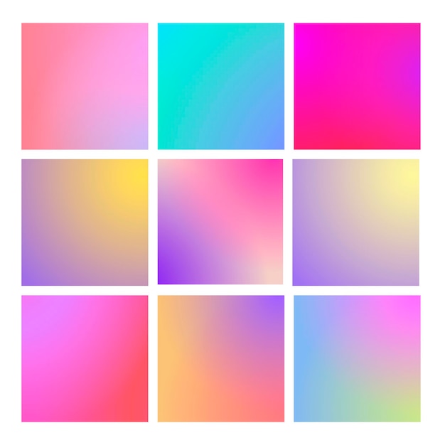 Square gradient set with modern abstract backgrounds. Colorful fluid cover for poster, banner, flyer and presentation. Trendy soft color. Template with square gradient set for screens and mobile app