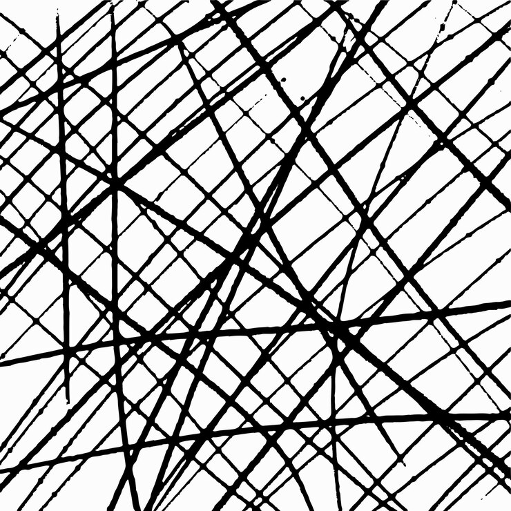 Vector square hand drawn pattern pencil black chaotic hatching on white background textured crosshatch scribbles strokes and lines vector sketch
