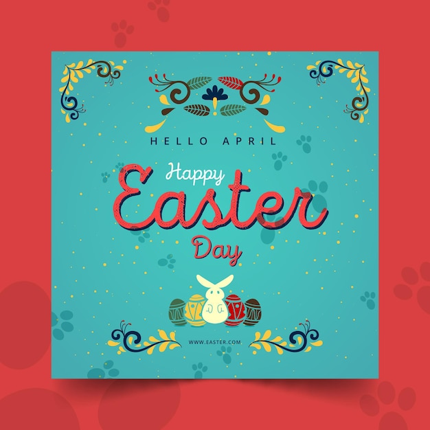 Vector square happy easter day flyer template