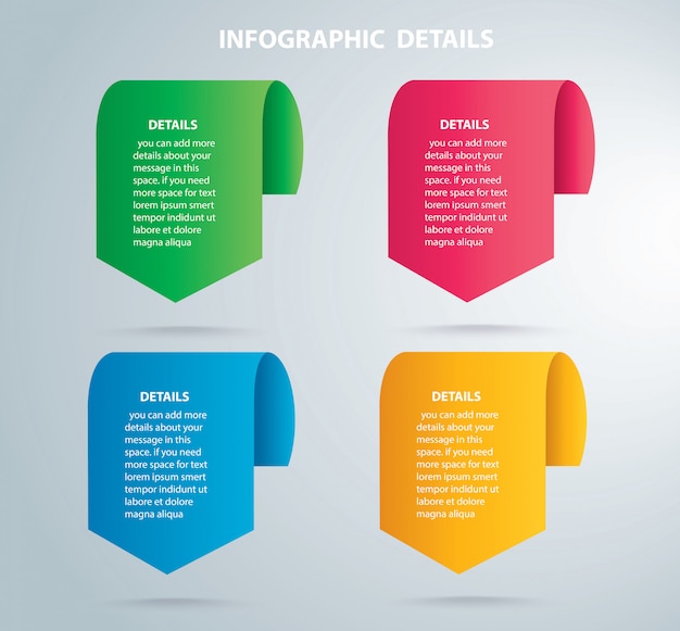 Square info graphic Vector template with 4 options