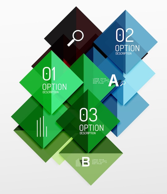 Vettore banner infografico quadrato sfondo del modello vettoriale per le opzioni del numero del diagramma di layout del flusso di lavoro o il web design