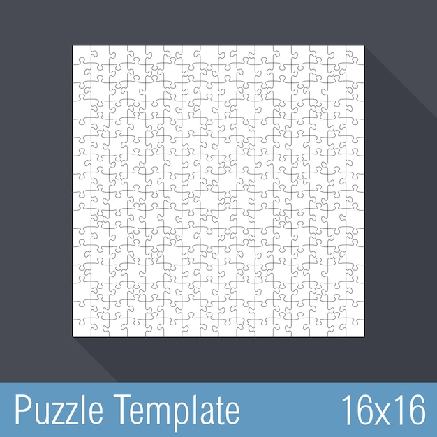 Square jigsaw puzzle template 16x16 pieces vector eps10 illustration